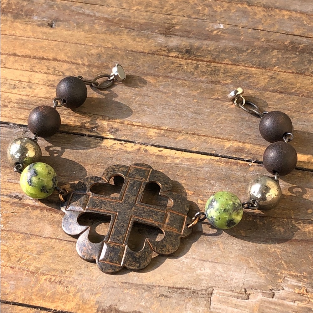 Elegant Brown and Green Beaded Bracelet